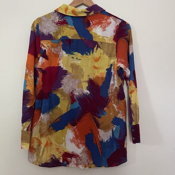 Soft Surroundings Painter's Palette Artsy Gauze Button Down Shirt MP Cinched - Picture 7 of 10